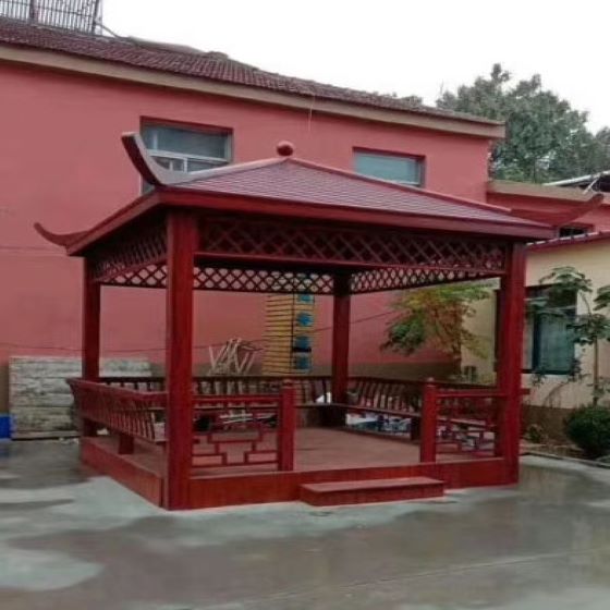 北京酒店特色庭院铝合金亭子露台花园可移动四角凉亭度假村简约遮阳亭