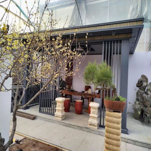 北京厂家铝合金新中式凉亭 户外欧式现代简约 仿木纹铝制花园观景亭子
